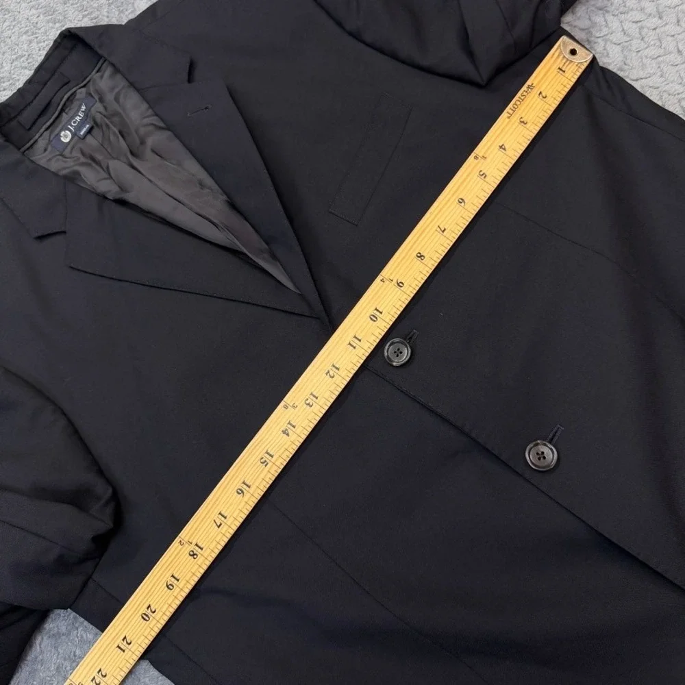 J.Crew Blazer Mens 42L Black Loro Piana Italian Wool Coat Jacket 3 Buttons